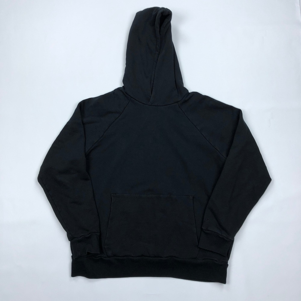 Everlane Organic Cotton Track Hoodie Mens Large Black Raglan Sweatshirt